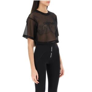 Off-white mesh cropped t-shirt